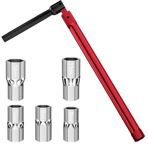 Nicrulp Cle pour Robinet Evier 13 mm et Adaptateur 8-12 mm, Clés Tubulaires et à Pipe, Robinet D'évier Clé, Outil pour L'installation de Robinets, pour Installations de Plomberie de Sanitaires, Rouge