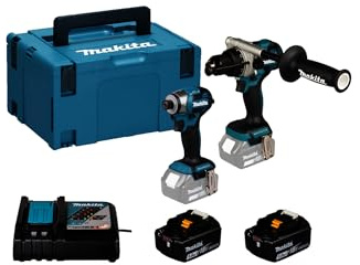 Makita DLX2549TJ 18V Li-ion LXT 2 Piece Brushless Combi Kit Complete with 2 x 5,0 Ah Batteries and Charger, Supplied in a Makpac Case