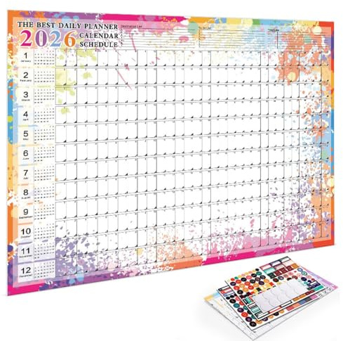 Calendario 2026 Pared Grande XXL Estilo Retro, Planificador Grande en Español con Festivos de España, ¡Organización Imparable para Familia, Estudios y Trabajo