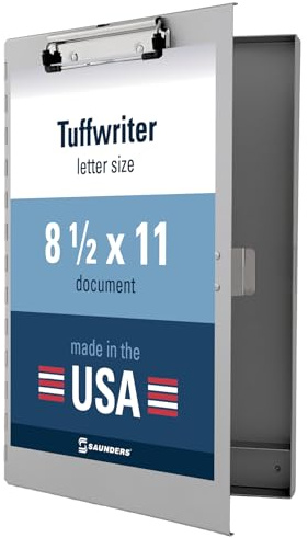 Saunders Metal Clipboard with Storage, Silver Single Layer Nursing Clipboard Folio, Letter Size Paper Organizer, Slim Steel Clip, Side-Open Form Holder for Office, School & Work - Made in USA