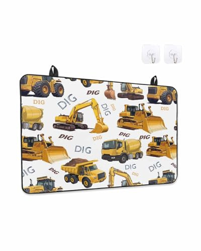 Stove Top Covers for Electric Stove, Construction Truck Glass Stovetop Cover Protector, Cartoon Grips and Bulldozers Stirrup Car Induction Cooktop Protector Oven Mat for Kitchen Countertop 24''x21''