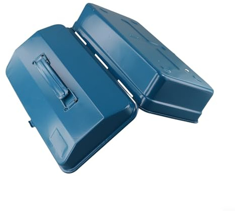 Cassetta degli attrezzi in acciaio, struttura in metallo resistente con fondo rinforzato e maniglia a rullo, per officina, garage, magazzino e uso domestico (28 x 16 x 12 cm)
