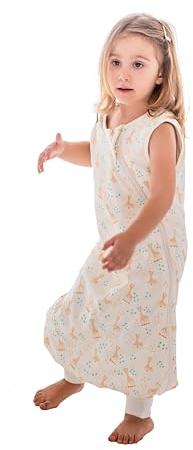 BabyBliss BlissJump babysovsäck med ben 1,0 TOG - ekologisk bomull - 6 månader - 5 år (Sophie la Giraff - vanilj, 6–18 månader)