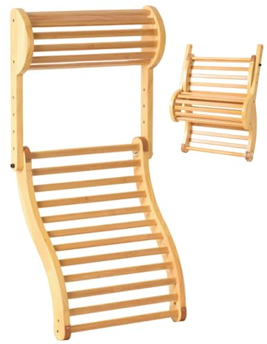 Bastu ryggstöd trä bastu ryggstöd med justerbart nackstöd ergonomisk kurva S-design stol med halkfria dynor, stol