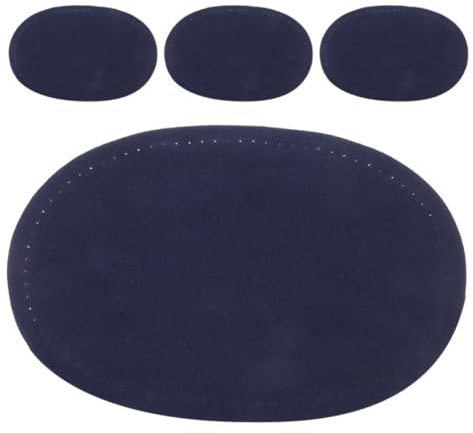 MOLUCKFU 2 Pair Elbow Patches for Men Oval Fake Leather Blue Patches for Knee and Elbow DIY Repair