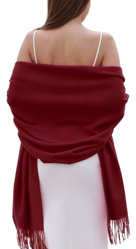 RIIQIICHY Bufanda de Invierno para Mujer Chal Fiesta Pashmina Grande Pañuelo Elegante Borgoña Foulard Fular Estolas