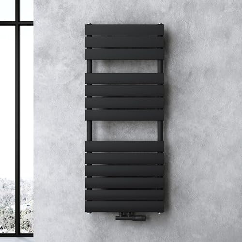 Sogood Radiateur de Salle de Bain Sèche-Serviette 120x50cm Radiateur à Eau Chaude Vertical Gris-Noir Sèche-serviettes de Salle de Bains