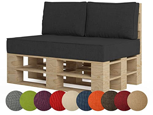 chilly pilley Palettenkissen Palettenauflage Palettenpolster Sitzkissen Rückenlehne Kaltschaum Schaumflocken Füllung viele Größen und Farben (3er Set, Schwarz)
