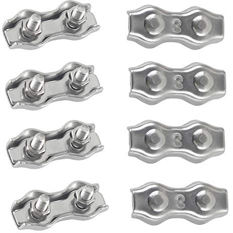 M3 Duplex Klemme Drahtseilklemme Bolt Edelstahl 304 Seilklemme für 3mm Drahtseil Stahlseil Wäscheleine, Markise fixiert 8 Stück