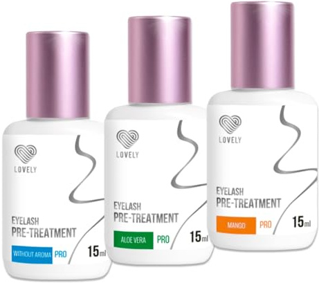 LOVELY Extension de cils Pré-Traitement 15ml - Nettoyant, Cleanser, pour le prétraitement - ALEO VERA - Dégraissant pour cils - Préparation pour cils artificiels - Soin pour cils