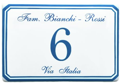 Ceramic'Arte Numero Civico Esterno Ceramica Personalizzato. RESISTENTE A VITA ALL'ESTERNO. INSERISCI TUTTO QUELLO CHE VUOI