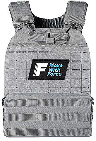 Force Fitness - Tyngd väst - Ultratåliga och justerbara remmar - Inkluderar viktskivor i stål, förbättrar träningen hemifrån eller på gymmet (2 kg, Storm Grey)