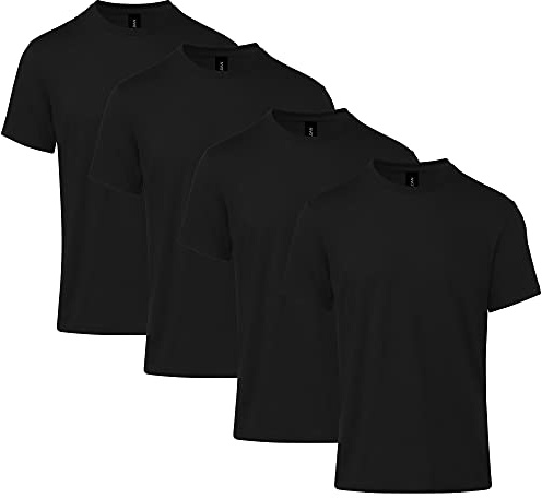 Gildan Adult Softstyle CVC Short Sleeve T-Shirt, Style G67000/G64000CVC, Multipack, Pitch Black (4-pack), Large
