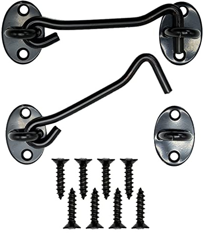 Ganci per cabina in acciaio inox, 2 pezzi, ganci per porta, colore nero, per porta, finestra, cabina, porta, serratura con 8 viti di montaggio