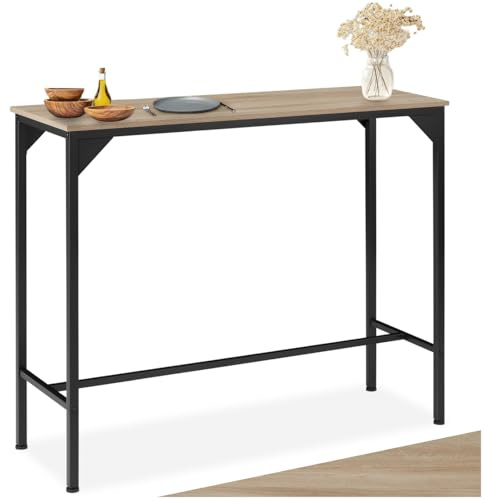 tectake® Mesa Comedor con Diseño Industrial Delgado, Pies Ajustables, Mesa Madera Comedor, Muebles de Cocina, Muebles de Salon - 120 x 40 x 100,5 cm Madera Industrial Clara, Roble Sonoma
