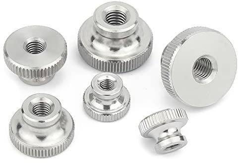 CONPHERON M8 Dadi Zigrinati a Testa Alta, Manopole Acciaio Inox Zigrinato Pollice Dadi Rotondo Impugnatura Manopole Femminile Filettato (2 Pezzi)