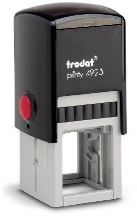 Trodat - Printy 4923 - Custom Stempel mit Wunschtext personalisieren, hier gleich online gestalten Gehäusefarbe schwarz – Adresstempel - Firmenstempel - mit Wunschtext – 30x30 mm - 6 Zeilen