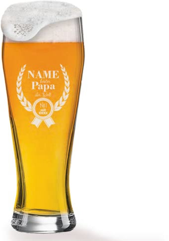 GRAVURMACHER® ARCOROC PROFESSIONAL - Vaso de Cerveza de Trigo con Grabado Personalizado (0,5 l, para el mejor papá del mundo), Regalos Personalizados