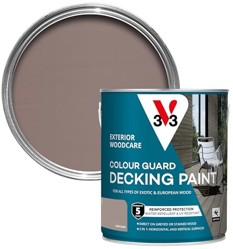 V33 Colour Guard Decking Paint - 5-Year Guarantee - Anti-Slip - UV-Resistant - Light Silver 2.5 Litres