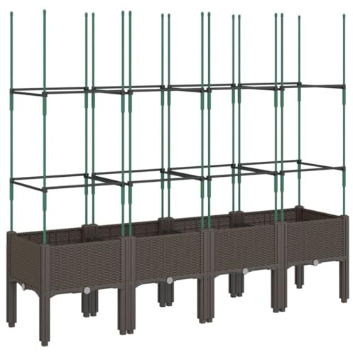 vidaXL Jardinera con Enrejado, Maceta para Verduras Plantas Flores, Macetero de Hierbas, Arriate para Jardín Patio Balcón Terraza, PP Marrón