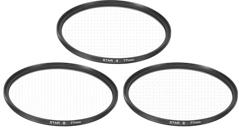 sourcing map 77mm Star Lens Filter, 1 Set Starburst Lens Filter 4 Points 6 Points 8 Points Star Camera Lens Filter for Night Scenery Glassworks