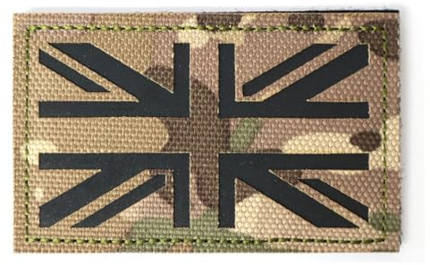Multicam Camo IRR Union Jack flagga lapp brittisk militär krok och ögla 8 x 5 cm armé Airsoft Badge MTP UK