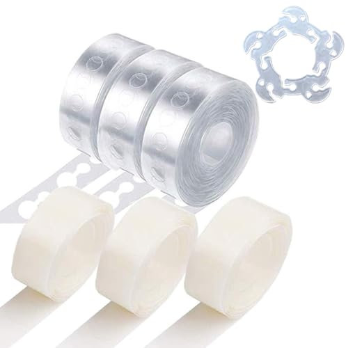 KOLZEMV Kit Arco Ghirlanda Palloncini, Set Nastri Strisce Ghirlanda Palloncini, 2 Rotoli Nastro Arco Palloncini da 20 Pezzi Clip Fiori Palloncini 2 Rotoli Adesivi Punti Colla, Matrimoni Compleanno