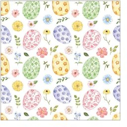 Ambiente Lot de 20 Serviettes en Papier Œufs de Pâques et Fleurs - Décoration de Table avec Motif également pour fête ou découpage - 33 x 33 cm
