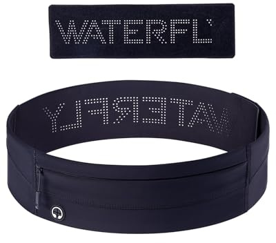 Waterfly Running Belt Jogging Bag: Slim Elastic Sport Workout Waistband Runner Marathon Waist Pack Exercise Fitness Phone Holder Bum Bag for Men Women Jogger