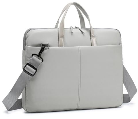 SPAHER Bolso Portatil Mujer 15,6 Pulgadas Funda Portatil Maletin Portatil Profesor Bolso Portadocumentos Mujer Bolsa Ordenador Portatil Trabajo Maletin Oficina Messenger Laptop Bag Gris