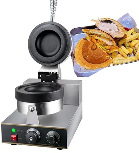 Máquina Para Hacer Gofres con Relleno de Helado, Máquina Para Hacer Gofres de Hamburguesas de 1300 W, Máquina Para Hacer Gofres de Helado, Máquina Eléctrica Para Hacer Gofres de Cono de Helado(Single