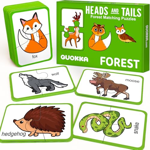 QUOKKA Toddler Puzzles For 2 3 Year Olds - 100% Self-Correcting 16 Matching Pairs Games For Kids of Wood Animals - Educational Toys For 2-3 yo with 32 Pieces - Memory Matching Games for Boys and Girls