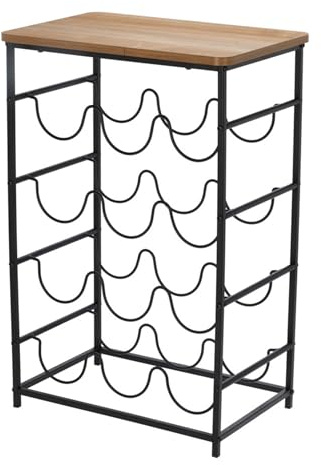 WELL HOME MOBILIARIO & DECORACIÓN Portabottiglie compatto e leggero da 40 x 26 x 60 cm - Elegante organizer per esporre bottiglie