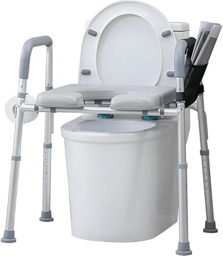 PortoAlegre Rehausseur de WC avec accoudoirs, 45 à 55 cm - Hauteur réglable - Rembourré - Pour personnes âgées, handicapées, femmes enceintes