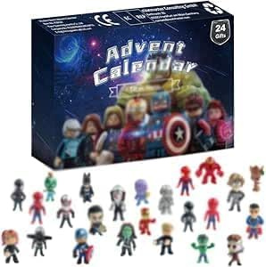 Calendario de Adviento de Navidad 2025 para niños,Calendario de Adviento de figuras,Juguetes de figuras de superhéroes de cuenta regresiva de 24 días,Juguetes navideños aptos para niños y niñas (B)