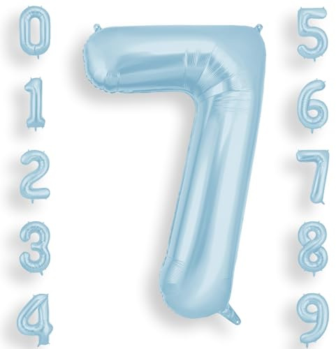 AOOSU Blue Helium Balloons, 40 Inches Number Balloons 7, Foil Birthday Balloon for Birthday Anniversary Wedding Party Decorations Celebration Supplies for Girls Women Men Boys