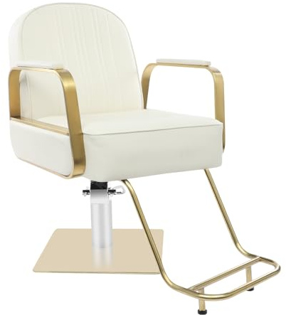 Frisörstol höjdjusterbar, barberstol med hydraulisk pump, 360° roterbar, 150 kg lastkapacitet, 90–104 cm justerbar höjd, ergonomisk frisörstol för frisör, skönhetssalong (beige)