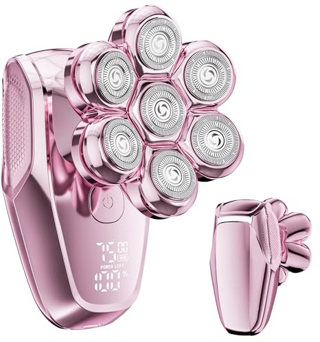 MALEGEBAZ Electric Razors for Women - 7D Electric Shaver for Women, IPX8 Waterproof with USB-C Fast Charge, LED Display, 2 Speeds & Magnetic Heads, Gifts for her,Flamingo Pink