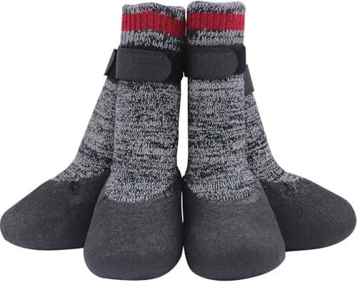 Mihachi Dog Socks Rubber Sole Paw Protectors with Straps Traction Control Anti-Slip Waterproof Boots Winter Paw Protectors
