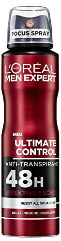 L'Oréal Men Expert Ultimate Control Deo Spray, schützt 48H gegen verschiedene Arten von Schweiß holzig-frischer Duft ohne Alkohol (6 x 150 ml)