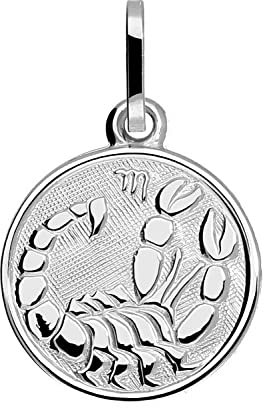 My Gold Damen Kinder Anhänger Sternzeichen SKORPION Sterlingsilber 925 (Ohne Kette) Echtes Silber Ø 12mm Rund Tierkreiszeichen Zodiac round A-07067-S913-Sko