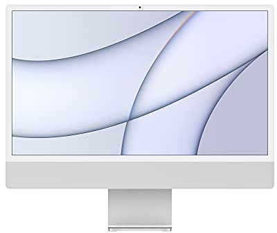 Apple 2021 Computer desktop all-in-one iMac con chip M1: CPU 8 core, GPU 7 core, display Retina da 24, 8GB di RAM, 256GB di archiviazione SSD. Compatibile con iPhone/iPad; color Argento