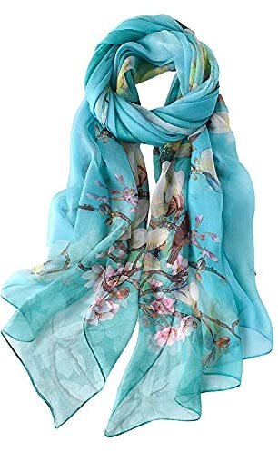 Women's Scarf 100% Silk Chiffon Lightweight Stole Elegant Gift for Women