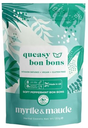Myrtle & Maude - Queasy Days Vitamin B6 Bon Bons - Nausea Relief and Morning Sickness Support - Enriched with 100% Natural Peppermint Oil - All Natural - Certified Vegan (1 Pack)