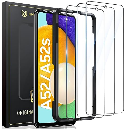 UniqueMe Schutzglas für Samsung Galaxy A52/A52S 5G Schutzfolie,3 Stück für Samsung A52/A52S Folie,9 H Härte Panzer Schutz Glas Kratzfest Displayschutz,HD-Fingerabdruck-Sensor
