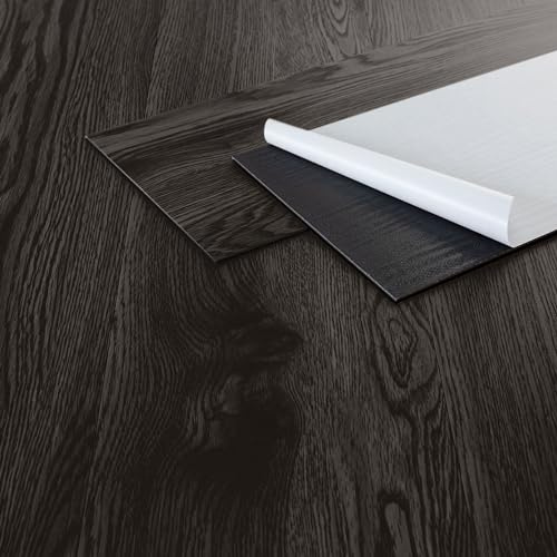 ML-Design Deluxe PVC Bodenbelag, Selbstklebende Vinyl-Dielen Vinylboden, 91,5 cm x 15,3 cm x 2 mm, Dicke 2mm, 11,15m²/80 Dielen, Eiche Dunkelgrau, Holzoptik, rutschfest, wasserfest, Einfache Verlegung