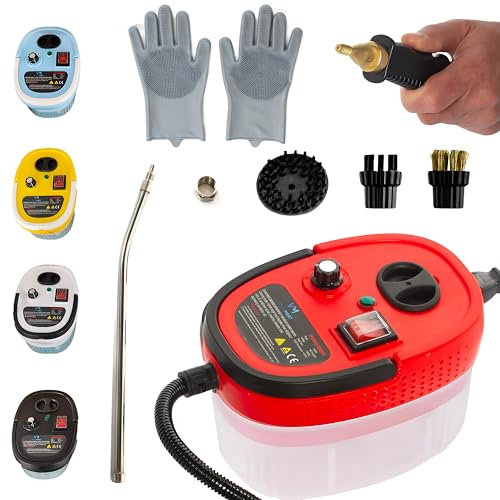 VENALMART Steam Cleaner Handheld with 9-Piece Accessories Kit for Cleaning of Air Fryer, Microwave, Kitchen, Bathroom, Bedroom, Garage, Garden, Car Cleaning - Water Steamer for Home Use (Black)