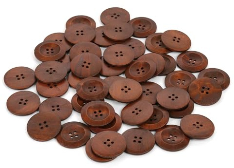 YIEMI Resin Sewing Buttons,38mm Sewing Round Shirt Button for Crafts，DIY and Clothes Sewing (Coffee,50pcs)