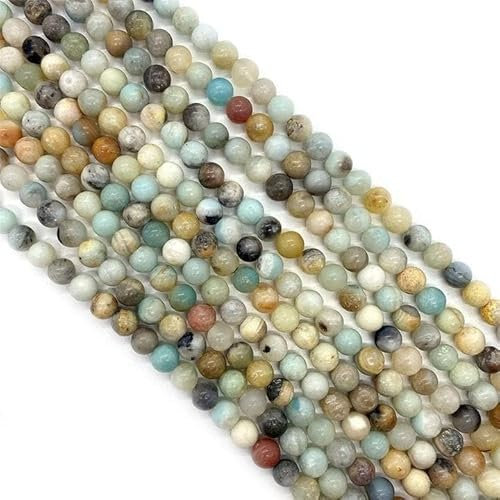 Amlhy Cadena de cuentas de piedra esférica natural con agujeros para hacer pulseras, collares, joyas, llaveros, 380 mm de largo, 10 mm
