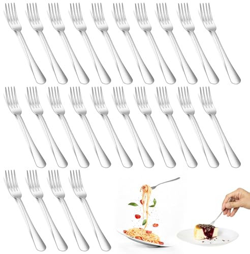 24 pezzi Forchette da Dessert, Forchettine da Dolce Set Forchette in Acciaio Inox Forchette per Frutta, Forchettine Aperitivo,Lavabili in Lavastoviglie, per Casa, Matrimonio, Ristorante(17.3 * 2.4cm)